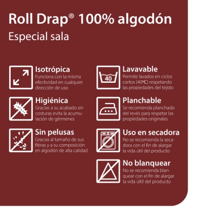 Roll Drap Paño Algodón Negro 40x64 cm (Rollo 10 uds)