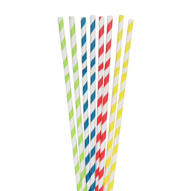 Pajitas de papel colores variados rayas (80) - Decora
