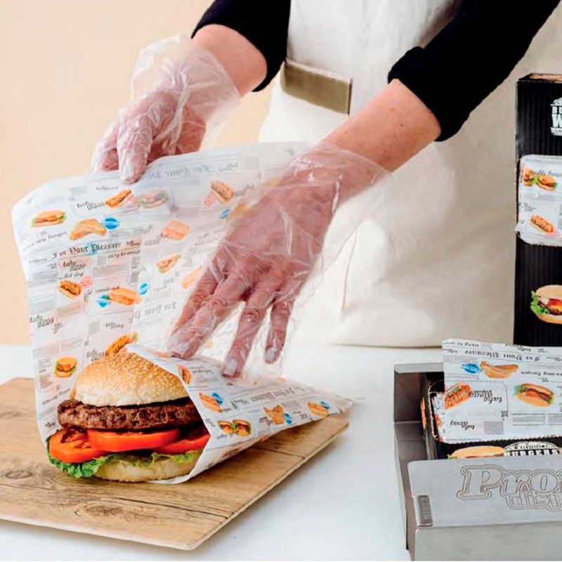 Papel Antigrasa Para Envolver Hamburguesas y Bocadillos Fast Food (550 uds)