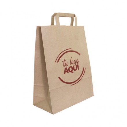 Bolsa Papel Kraft Con Asas Planas Personalizada 32x12x40 cm (250 uds)