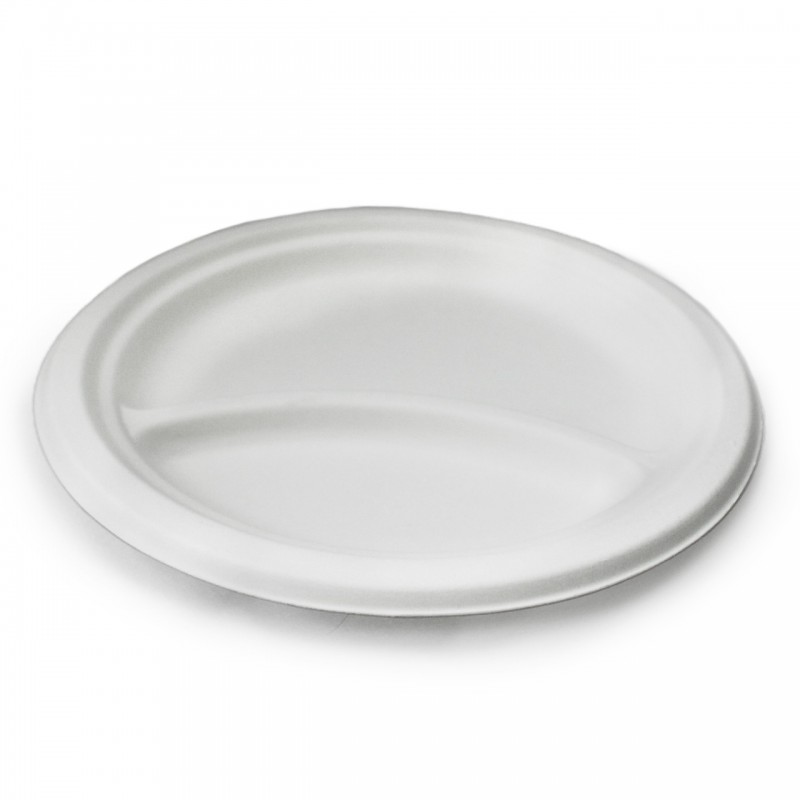 Plato de Pulpa 2 Compartimentos Ø22,5 cm (50 uds)