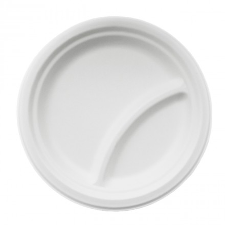 Plato de Pulpa 2 Compartimentos Ø22,5 cm (50 uds)