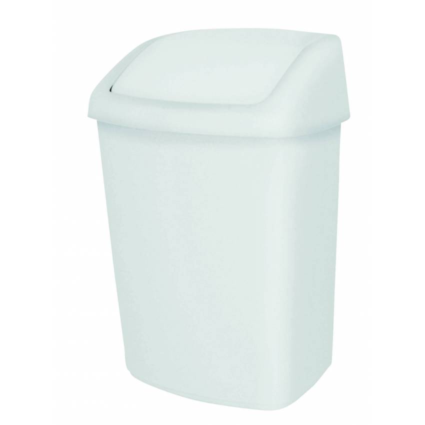 Papelera blanca universal de plástico de 25 litros con tapa basculante