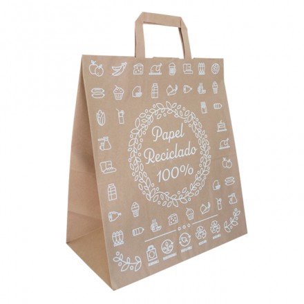 Bolsa papel kraft decorada 30x16x34 cm (250 uds)